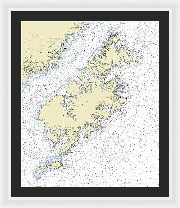 Kodiak Alaska Nautical Chart - Framed Print