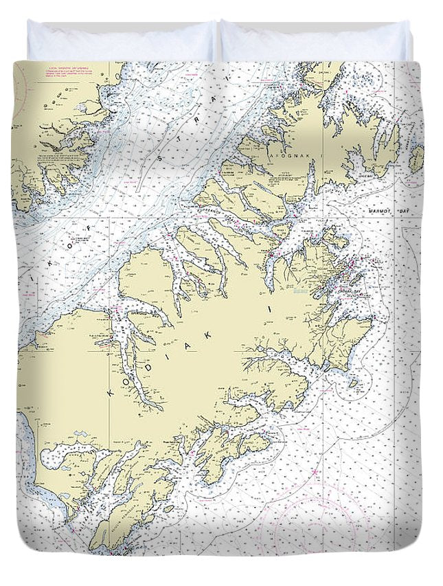 Kodiak Alaska Nautical Chart - Duvet Cover