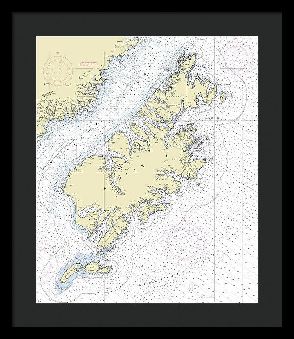 Kodiak Alaska Nautical Chart - Framed Print