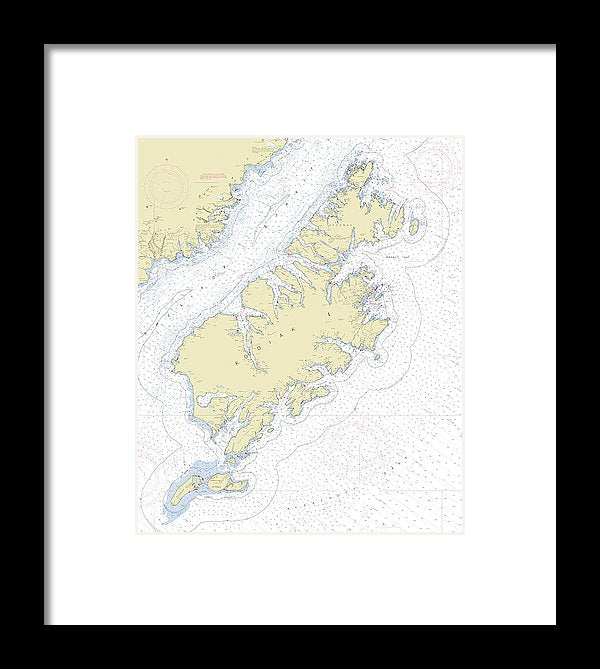 Kodiak Alaska Nautical Chart - Framed Print