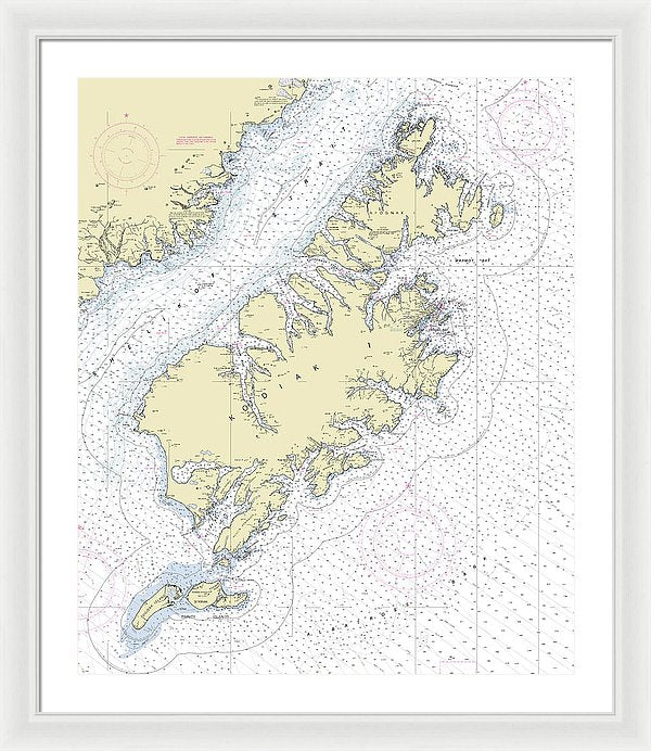 Kodiak Alaska Nautical Chart - Framed Print