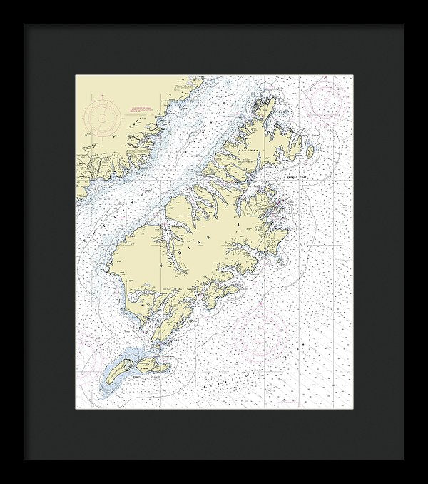 Kodiak Alaska Nautical Chart - Framed Print