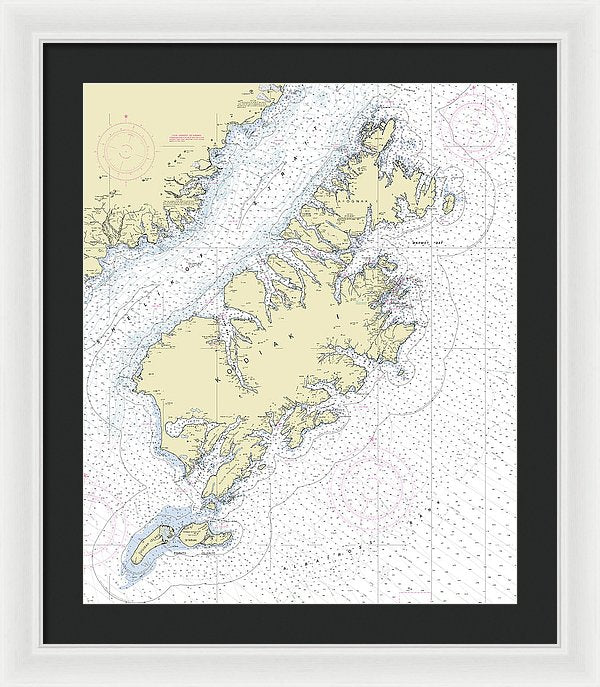 Kodiak Alaska Nautical Chart - Framed Print