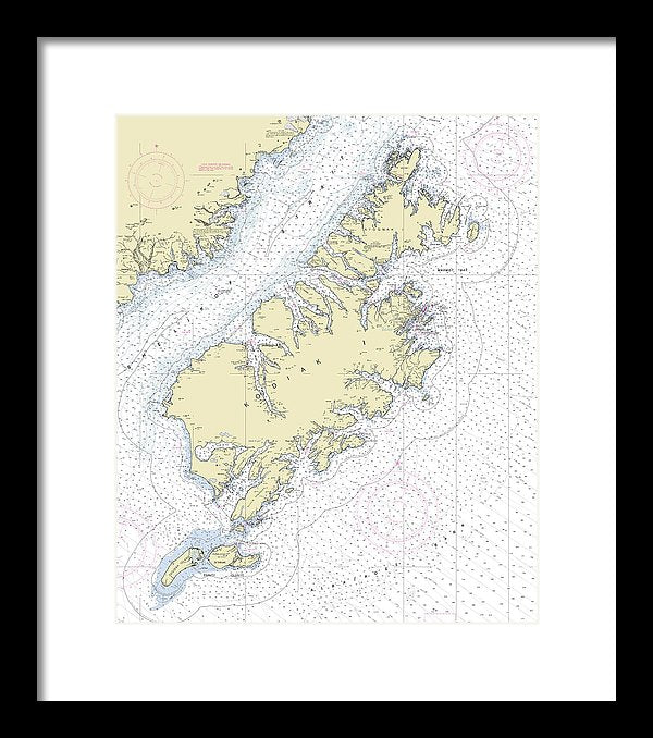 Kodiak Alaska Nautical Chart - Framed Print