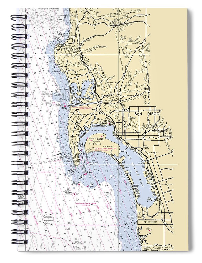La Jolla  California Nautical Chart _V6 Spiral Notebook