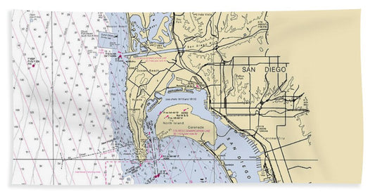 La-jolla -california Nautical Chart _v6 - Beach Towel