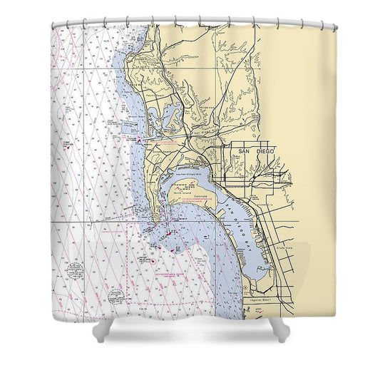 La Jolla  California Nautical Chart _V6 Shower Curtain