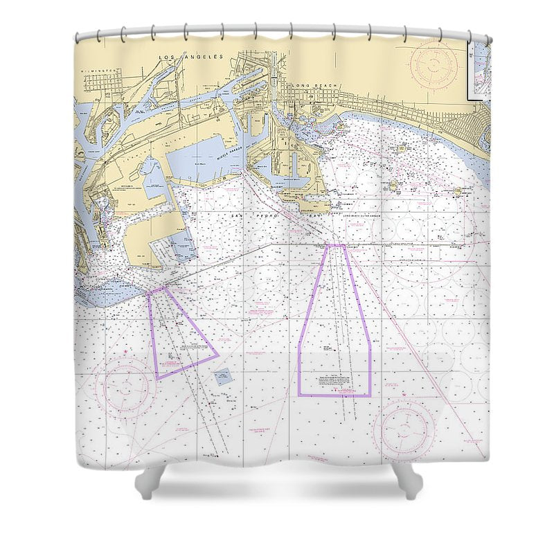 La San Pedro Bay W  California Nautical Chart _V6 Shower Curtain
