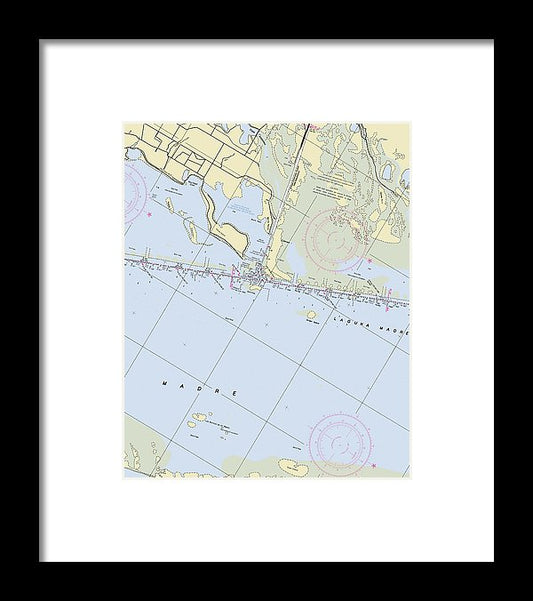Laguna Madre Texas Nautical Chart - Framed Print