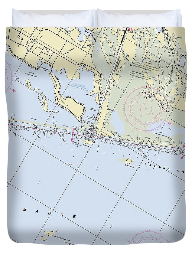 Laguna Madre Texas Nautical Chart - Duvet Cover