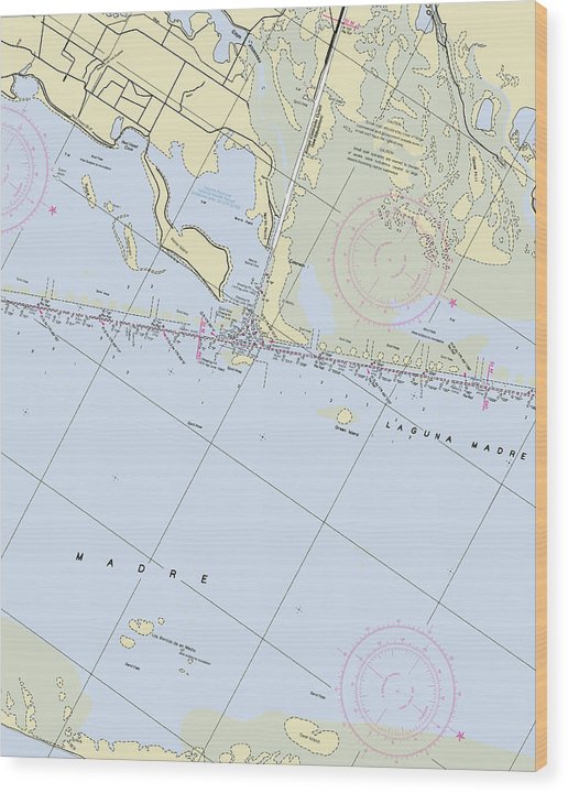Laguna Madre Texas Nautical Chart Wood Print