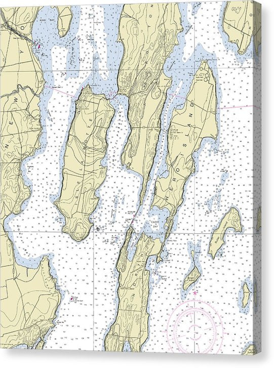 Lake Champlain Hero Island Nautical Chart Canvas Print