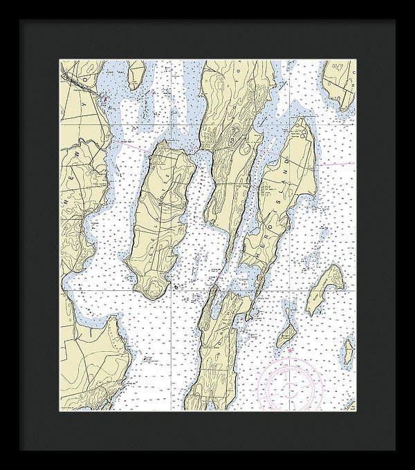 Lake Champlain Hero Island Nautical Chart - Framed Print