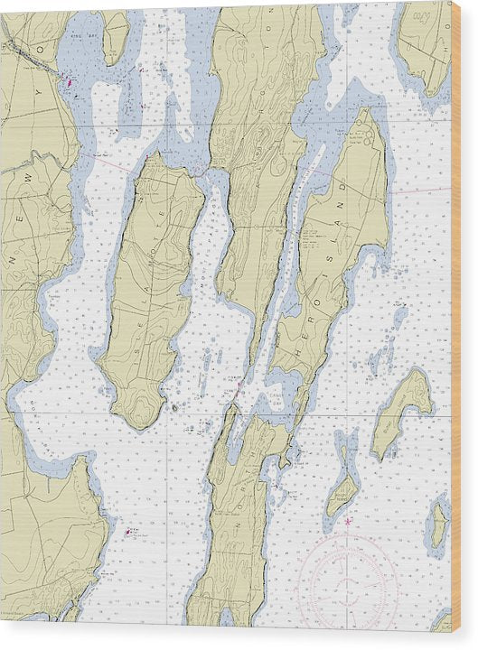 Lake Champlain Hero Island Nautical Chart Wood Print