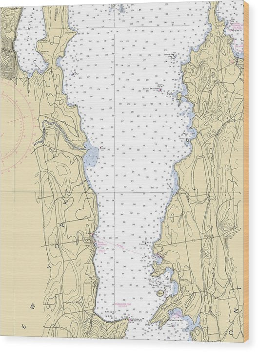Lake Champlain-Lake Champlain  Nautical Chart Wood Print