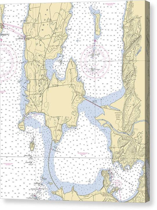 Lake Champlain -Lake Champlain  Nautical Chart _V3 Canvas Print