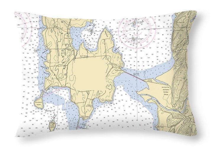 Lake Champlain -lake Champlain  Nautical Chart _v3 - Throw Pillow