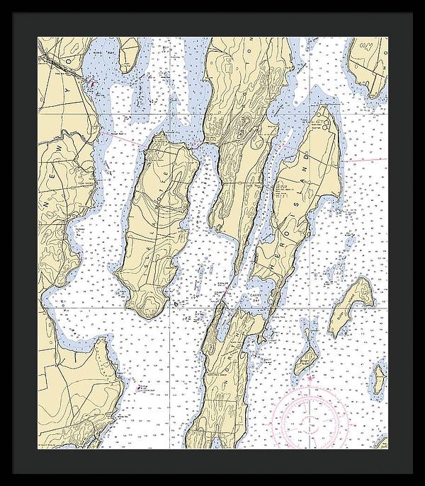 Lake Champlain -lake Champlain  Nautical Chart _v4 - Framed Print