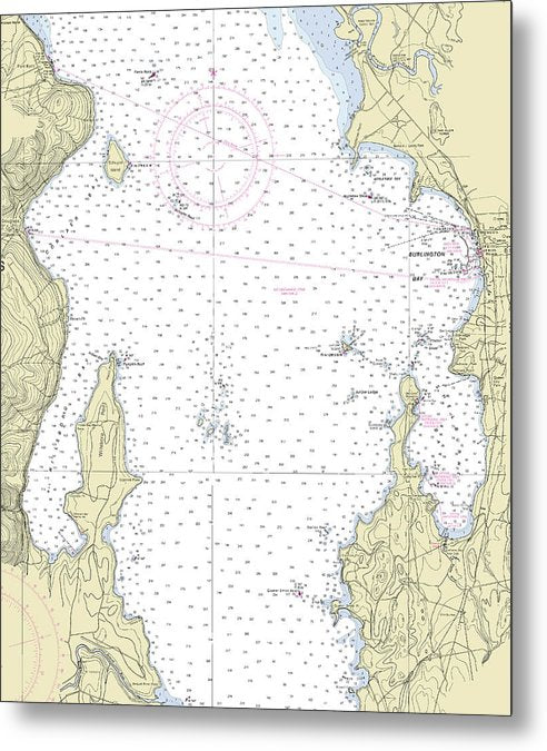 A beuatiful Metal Print of the Lake Champlain Nautical Chart - Metal Print by SeaKoast.  100% Guarenteed!