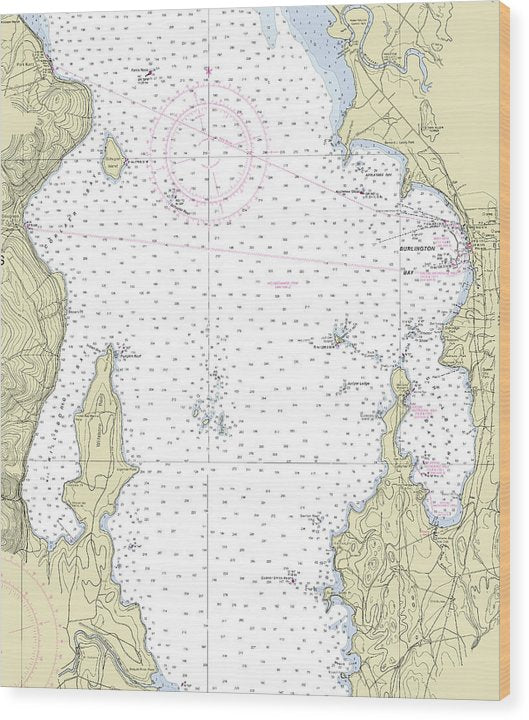 Lake Champlain Nautical Chart Wood Print