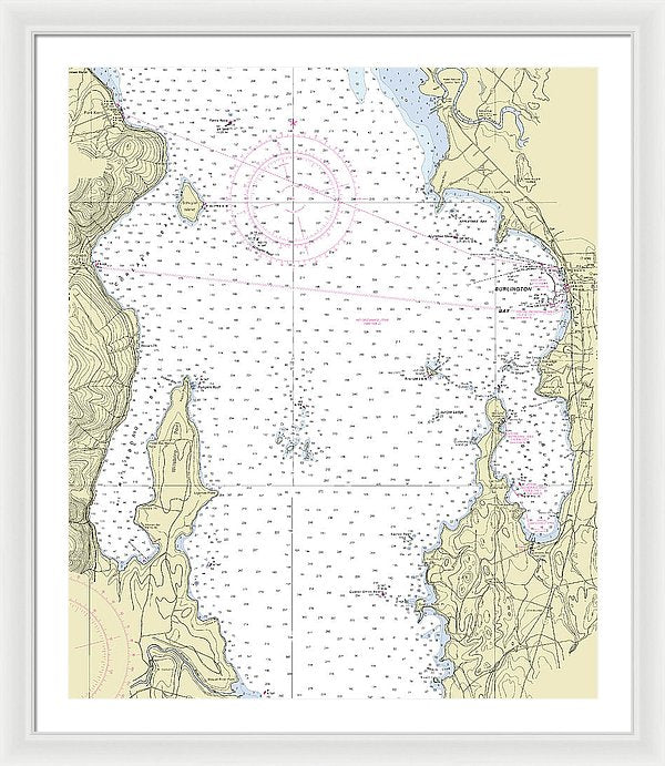 Lake Champlain Nautical Chart - Framed Print