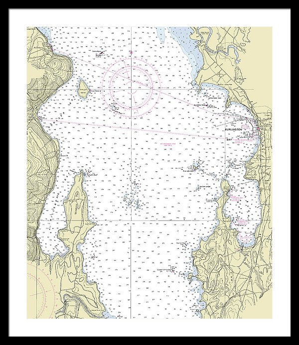 Lake Champlain Nautical Chart - Framed Print
