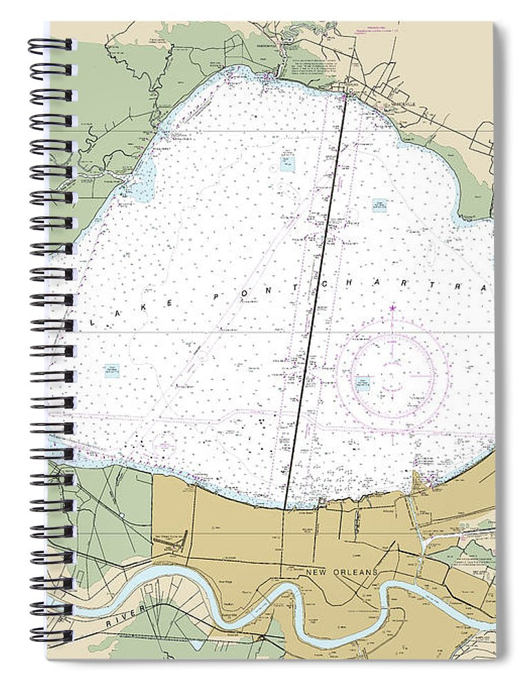 Lake Ponchartrain Nautical Chart 2 Spiral Notebook