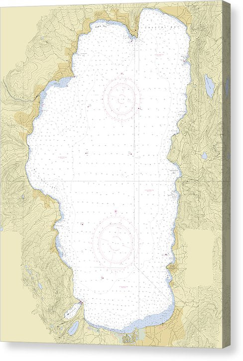 Lake Tahoe California Nautical Chart Canvas Print