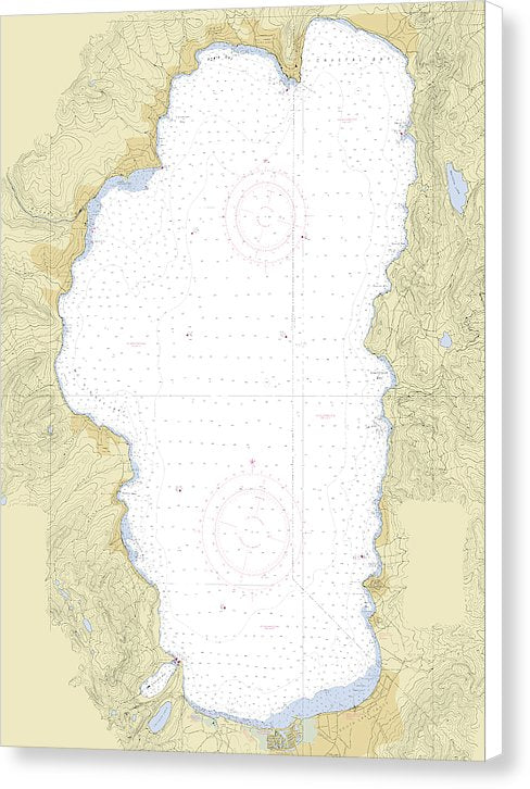 Lake Tahoe California Nautical Chart - Canvas Print