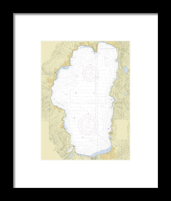 Lake Tahoe California Nautical Chart - Framed Print