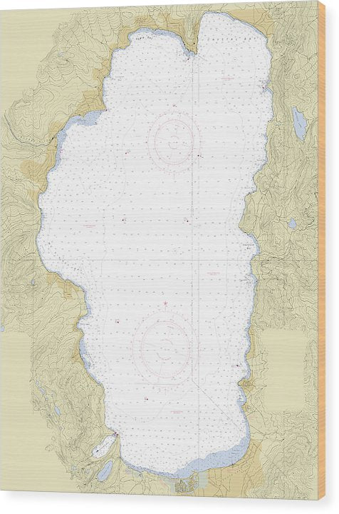 Lake Tahoe California Nautical Chart Wood Print