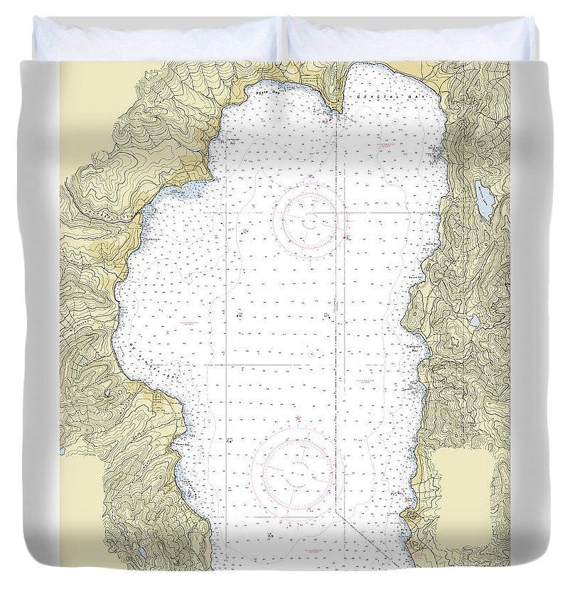 Lake Tahoe California Nautical Chart Duvet Cover