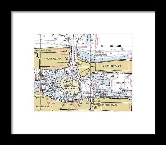 Lake Worth Inlet Florida Nautical Chart - Framed Print