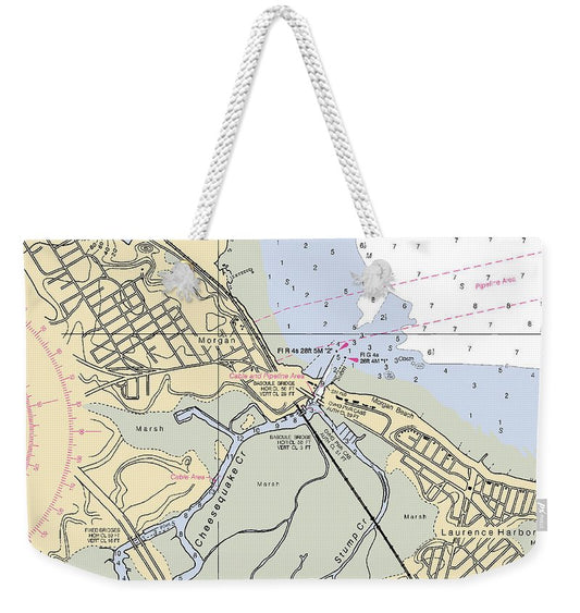 Laurence Harbor-new Jersey Nautical Chart - Weekender Tote Bag