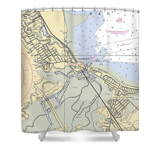 Laurence Harbor New Jersey Nautical Chart Shower Curtain