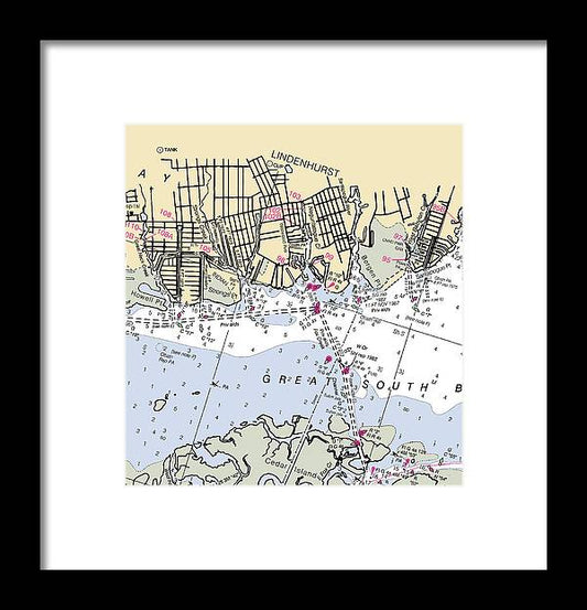 A beuatiful Framed Print of the Lindenhurst-New York Nautical Chart by SeaKoast