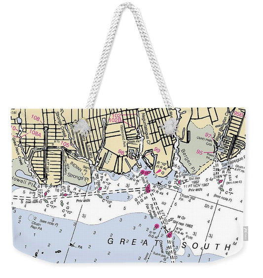 Lindenhurst-new York Nautical Chart - Weekender Tote Bag