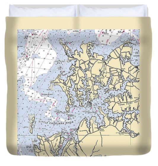 Little Choptank River Maryland Nautical Chart Duvet Cover