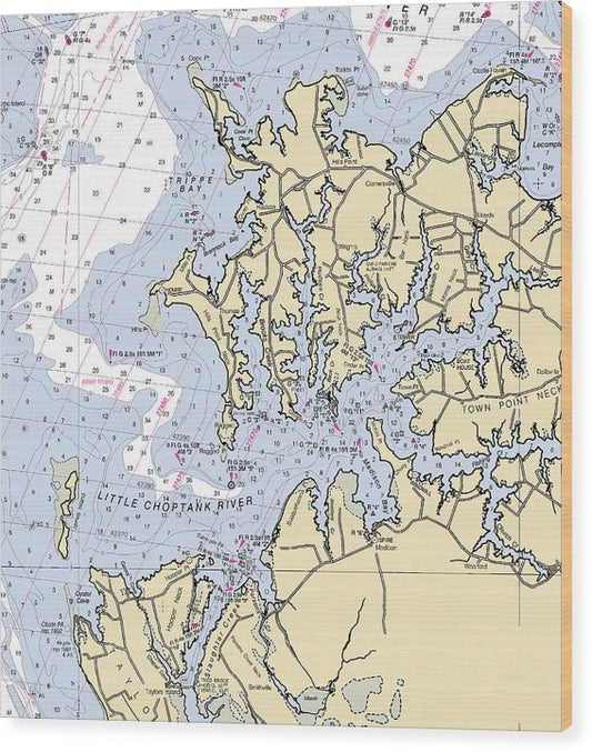 Little Choptank River-Maryland Nautical Chart Wood Print