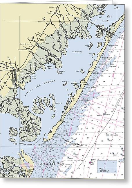 Little Egg Harbor Great Bay New Jersey Nautical Chart - Greeting Card