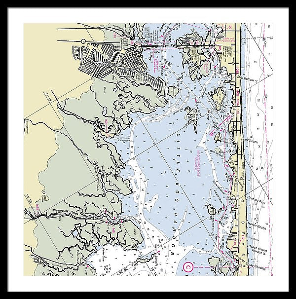 Little Egg Harbor New Jersey Nautical Chart - Framed Print