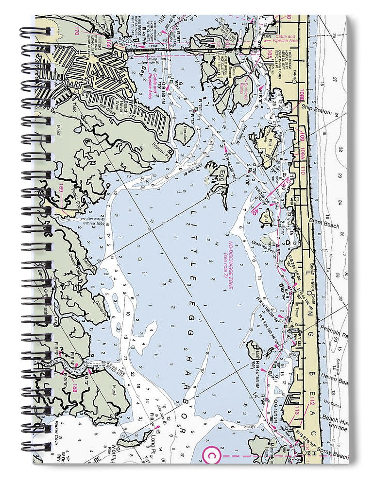 Little Egg Harbor New Jersey Nautical Chart Spiral Notebook