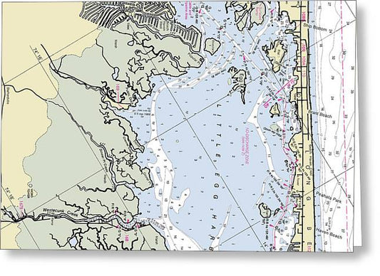 Little Egg Harbor New Jersey Nautical Chart - Greeting Card