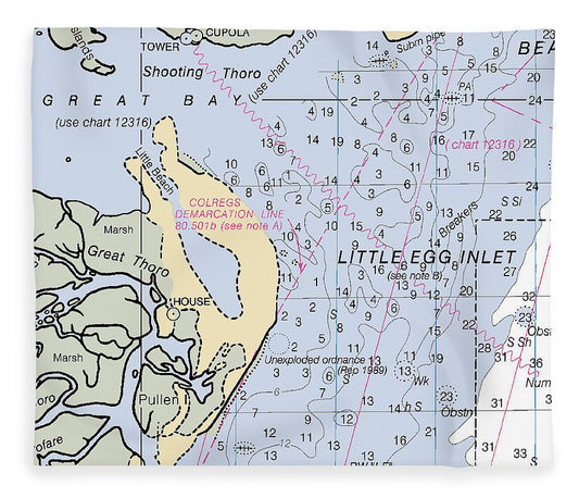 Little Egg Inlet New Jersey Nautical Chart Blanket