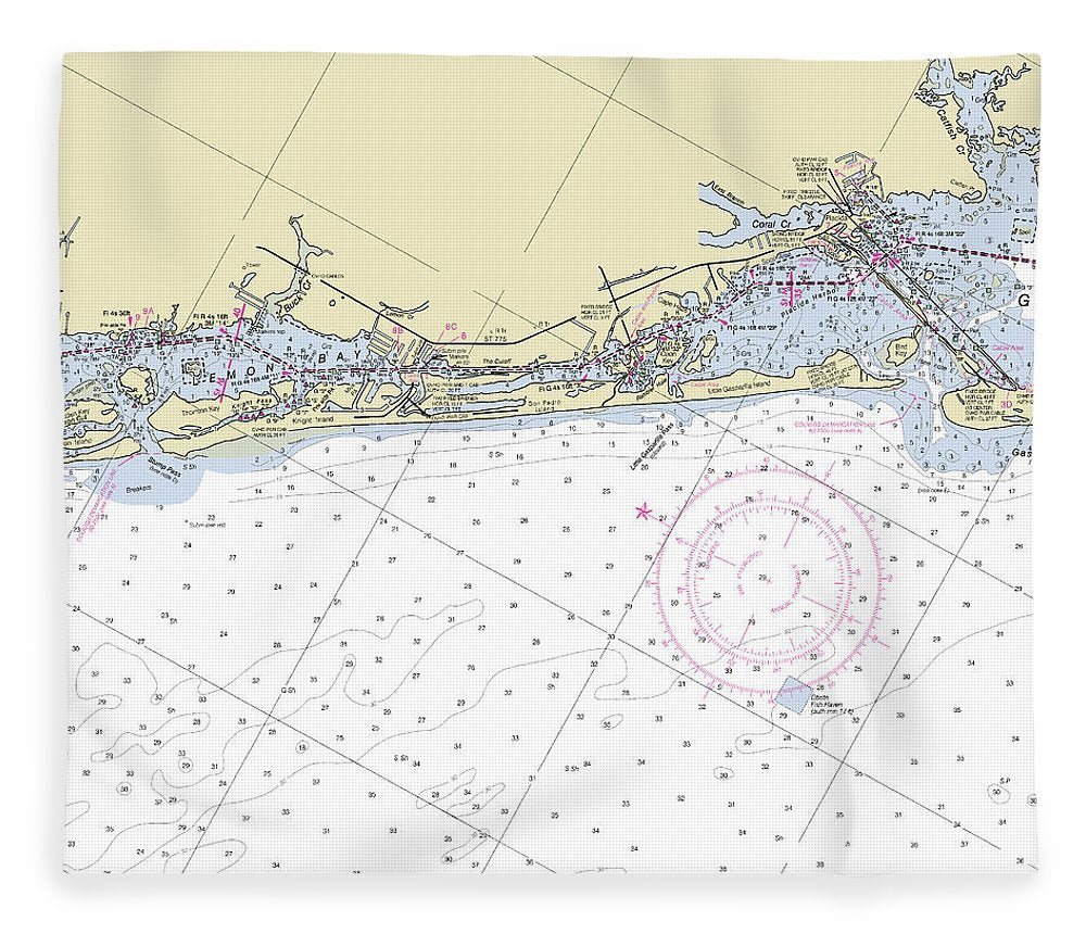 Little Gasparilla Island Florida Nautical Chart Blanket