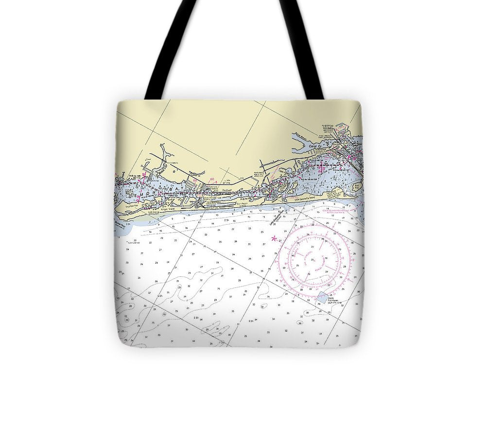 Little Gasparilla Island Florida Nautical Chart Tote Bag