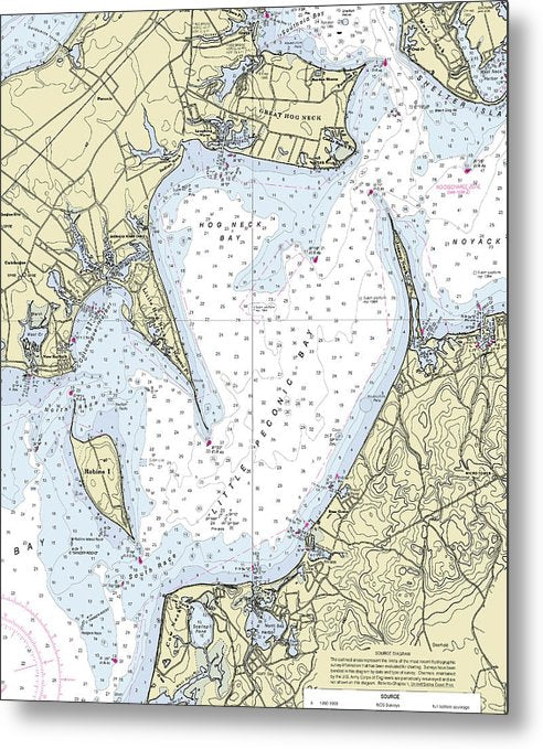 A beuatiful Metal Print of the Little Peconic Bay New York Nautical Chart - Metal Print by SeaKoast.  100% Guarenteed!