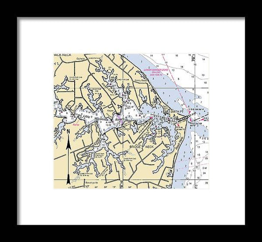A beuatiful Framed Print of the Little Wicomico River-Virginia Nautical Chart by SeaKoast
