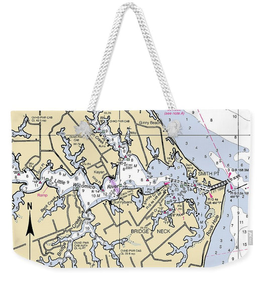 Little Wicomico River-virginia Nautical Chart - Weekender Tote Bag