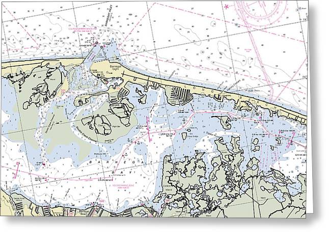 Long Beach Barnegat Light New Jersey Nautical Chart - Greeting Card